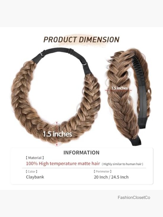 Wide Braided Headband with Teeth Handmade Stretchy Fluffy Hairpiece main image 4